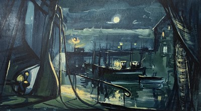 Lot 36 - Tony GILES (1925-1994) Dark Harbour Acrylic on...