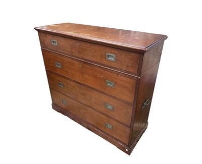 Lot 3039 - A mahogany campaign chest, 19th century, with...