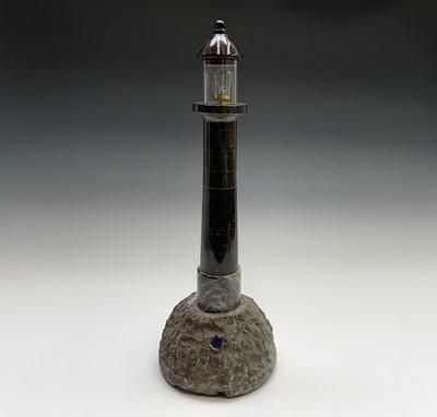 Lot 15 - A substantial Cornish serpentine table lamp,...