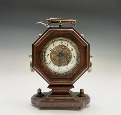 Lot 2929 - A German walnut and brass mantel clock, circa...