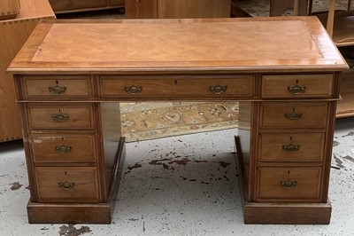 Lot 3035 - A Victorian walnut pedestal desk with an...