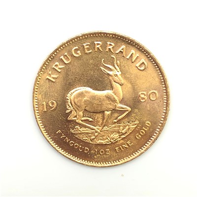 Lot 2502 - A South African gold Krugerrand, 1980,...