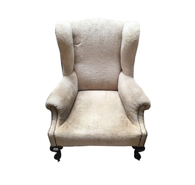 Lot 3084 - A mahogany upholstered wing armchair, 19th...