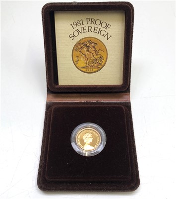 Lot 2505 - A 1981 proof sovereign, original case.