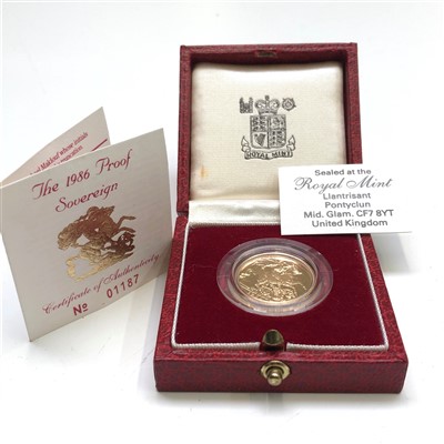 Lot 2509 - A 1986 proof sovereign, boxed.