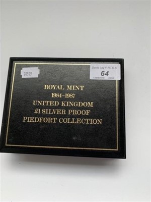 Lot 2520 - Royal Mint Proof silver Piedfort £1 coins 1984-...