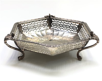 Lot 2014 - A silver hexagonal section dish with pierced...