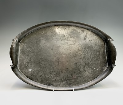 Lot 97 - A Tudric pewter twin handled oval tray,...