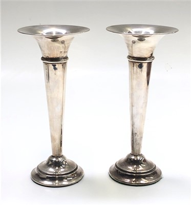 Lot 2015 - A pair of early 20th century silver trumpet...