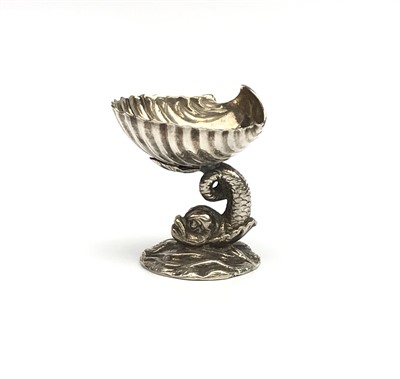 Lot 2303 - A shell salt on dolphin pedestal, although...