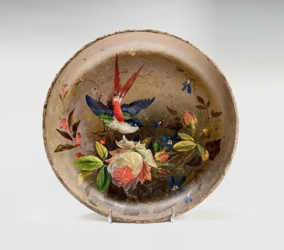 Lot 108 - A Victorian papier mache shallow bowl painted...