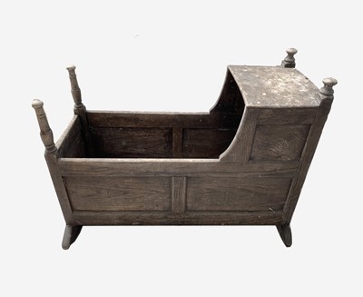 Lot 113 - An oak rocking cradle, 19th century, height...