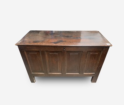 Lot 39 - An oak coffer, early 18th century, with a...
