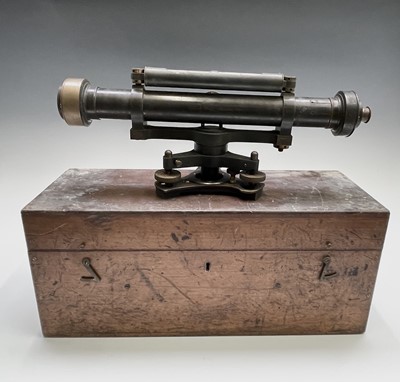 Lot 524 - A surveyor's lacquered brass level by Elliott...