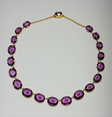 Lot 2765 - A guilt mounted amethyst necklace???