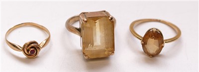 Lot 2773 - 3 gold stone set rings.