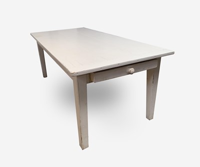 Lot 52 - A white painted pine kitchen table, early 20th...