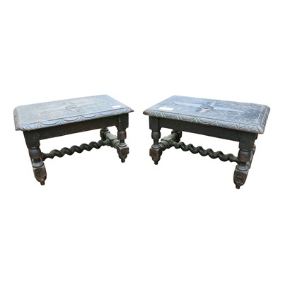 Lot 3340 - A pair of Victorian stained oak footstools,...