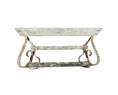 Lot 648 - A white painted garden bench of narrow...