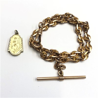 Lot 2458 - An American fancy link gold watch chain, 28.6g...