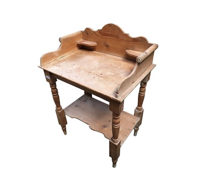 Lot 3018 - A late Victorian pine two tier washstand, with...