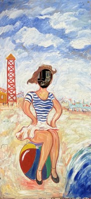 Lot 129 - A painted seaside 'face in the hole' by Simeon...