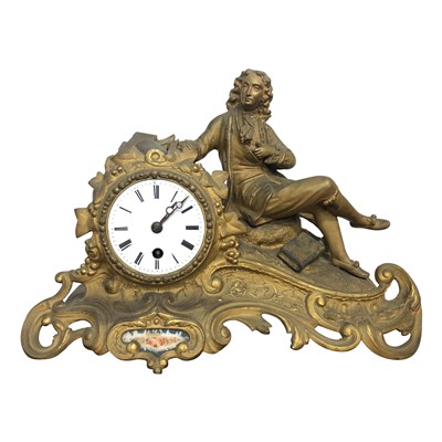Lot 3026 - A 19th century French gilt metal mantel clock,...