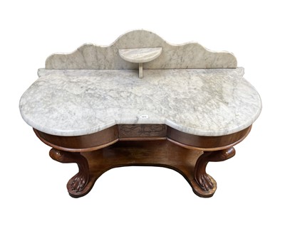 Lot 3073 - A Victorian marble-topped mahogany washstand,...