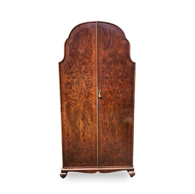 Lot 3074 - A Queen Anne style burr walnut wardrobe with...