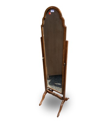 Lot 3075 - A walnut cheval mirror, circa 1920. Height...
