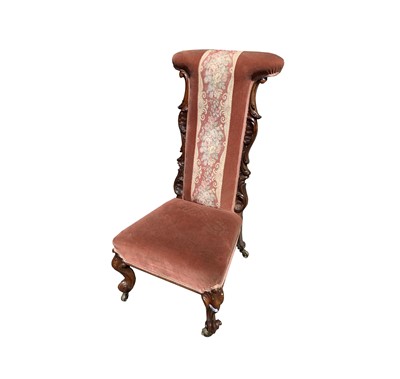 Lot 3080 - A Victorian mahogany prayer chair, with carved...