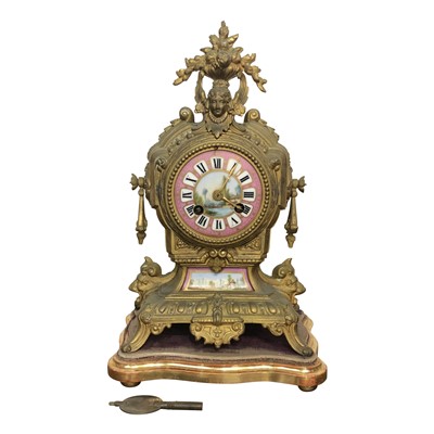 Lot 3028 - A French gilt metal mantel clock, late 19th...