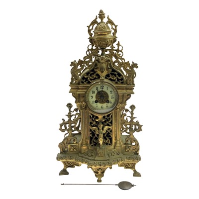 Lot 3031 - A French brass cased mantel clock, late 19th...