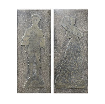 Lot 273 - Two stone effect resin and brass Medieval...