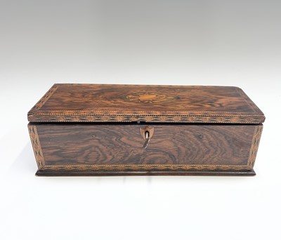 Lot 14 - A Victorian rosewood glove box, the top inlaid...