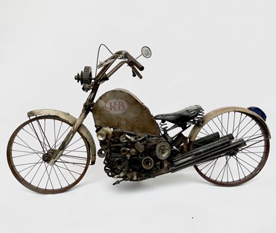 Lot 162 - A scrap metal model of a motorcycle, welded...