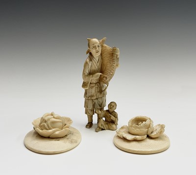 Lot 42 - A Japanese carved ivory okimono, Meiji period,...