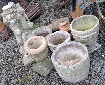 Lot 659 - Assorted plant pots and statues.