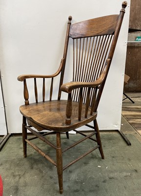 Lot 84 - A near pair of American oak armchairs, circa...