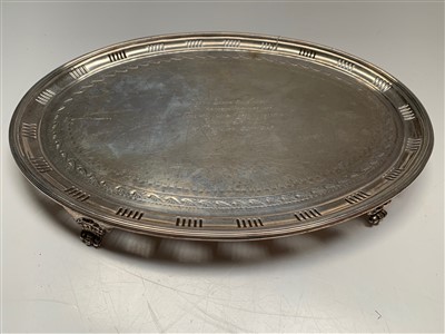Lot 2160A - An unusual Victorian oval silver tray by...