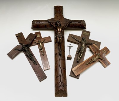 Lot 148 - A rosewood and gilt metal mounted crucifix,...
