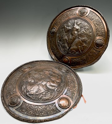Lot 158 - A pair of Victorian electrotype copper plaques,...