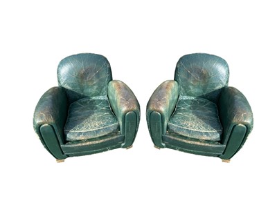 Lot 3105 - A pair of Art Deco period green leather...