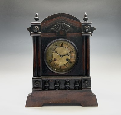 Lot 2924 - A German walnut mantel clock, the movement...