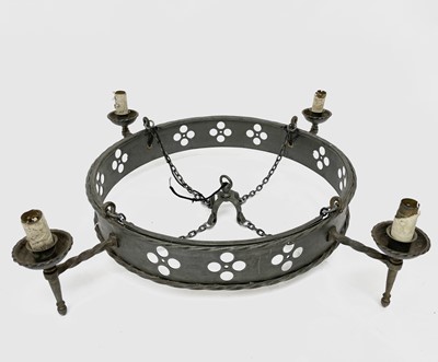Lot 568 - An Arts and Crafts Gothic style electrolier,...
