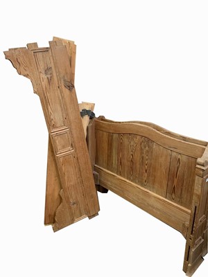 Lot 146 - A French pitch pine bed, height 96cm, length...
