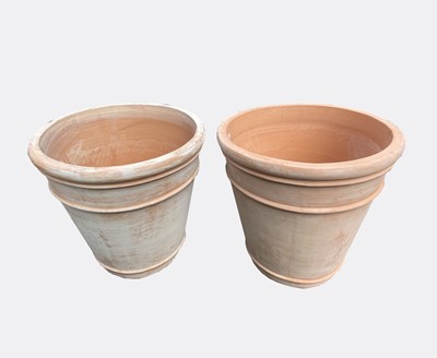 Lot 601 - A pair terracotta plant pots of large...