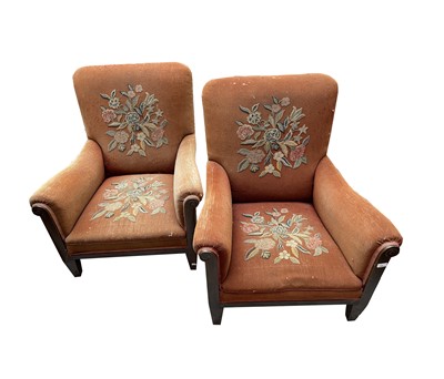 Lot 3127 - A pair of Edwardian mahogany framed armchairs...