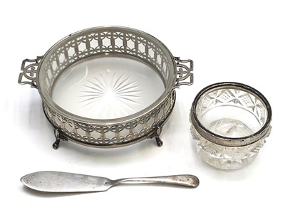 Lot 2028 - A pierced silver Mappin & Webb butter dish...