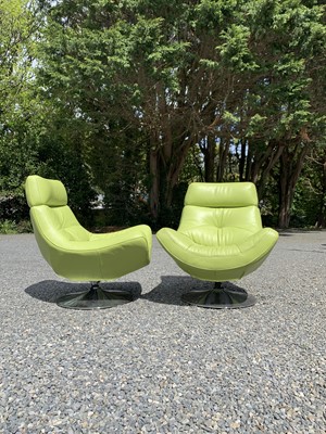 Lot 3112 - A pair of contemporary lime green leather...